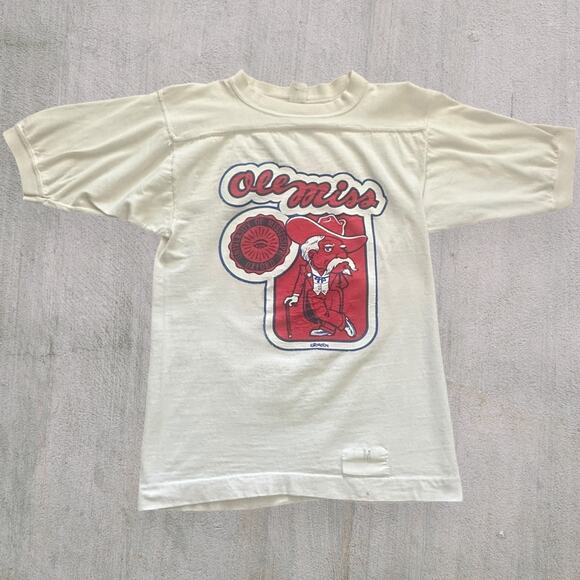Ole miss 70s white tee colonel Reb 1974 - Picture 1 of 4